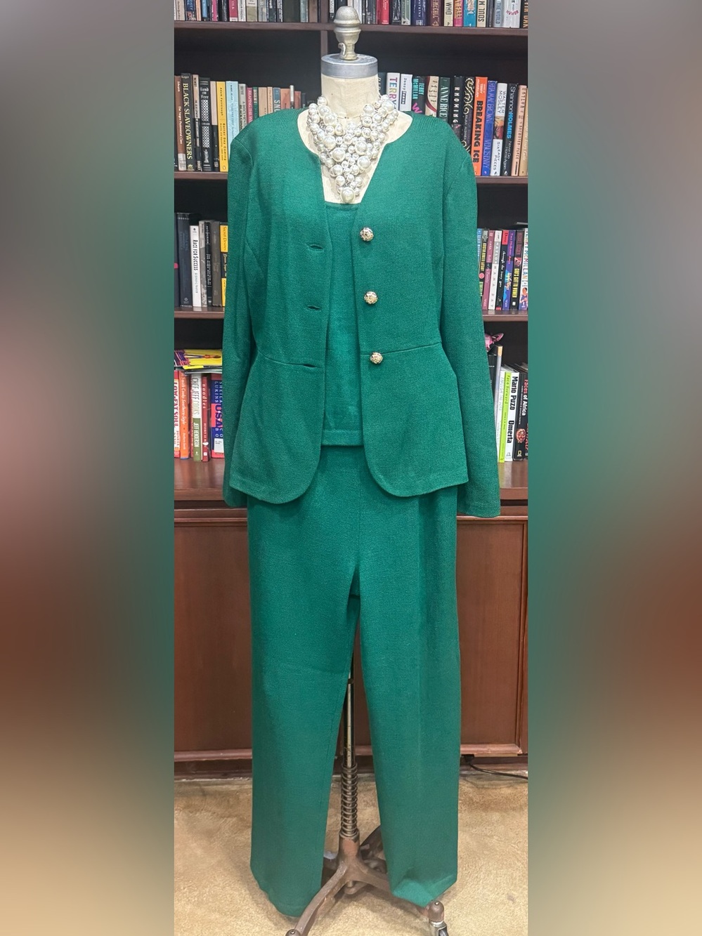 St. John Emerald Green FOUR PIECE Santana knit Women's Suit with  NWT 14 16 XL